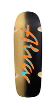 Load image into Gallery viewer, ALVA DOUBLE DIAMOND POOL CRUSHER DECK- Gold/ Black- Orange Logo- Aqua Splatter
