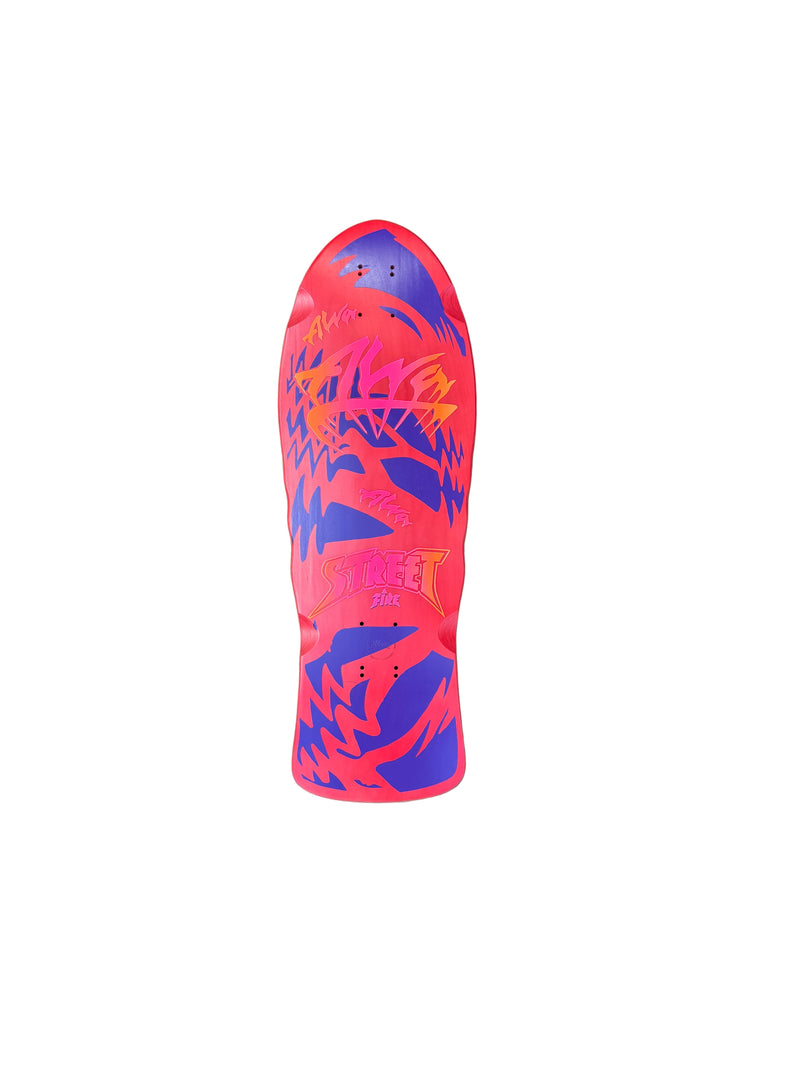 ALVA STREET FIRE -  Red with purple, orange and pink logo Deck