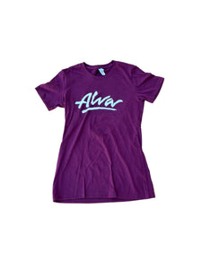 ALVA Womens OG Logo T Shirt-burgundy with white