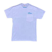Load image into Gallery viewer, ALVA OG Logo Pocket T- White with Aqua OG Alva logo on pocket
