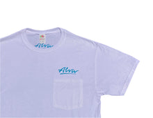 Load image into Gallery viewer, ALVA OG Logo Pocket T- White with Aqua OG Alva logo on pocket
