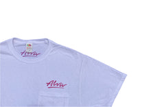 Load image into Gallery viewer, ALVA OG Logo Pocket T- White with Magenta OG Alva logo on pocket
