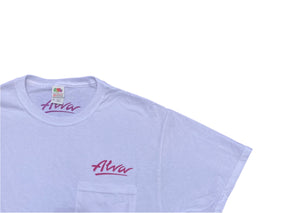 ALVA OG Logo Pocket T- White with Magenta OG Alva logo on pocket