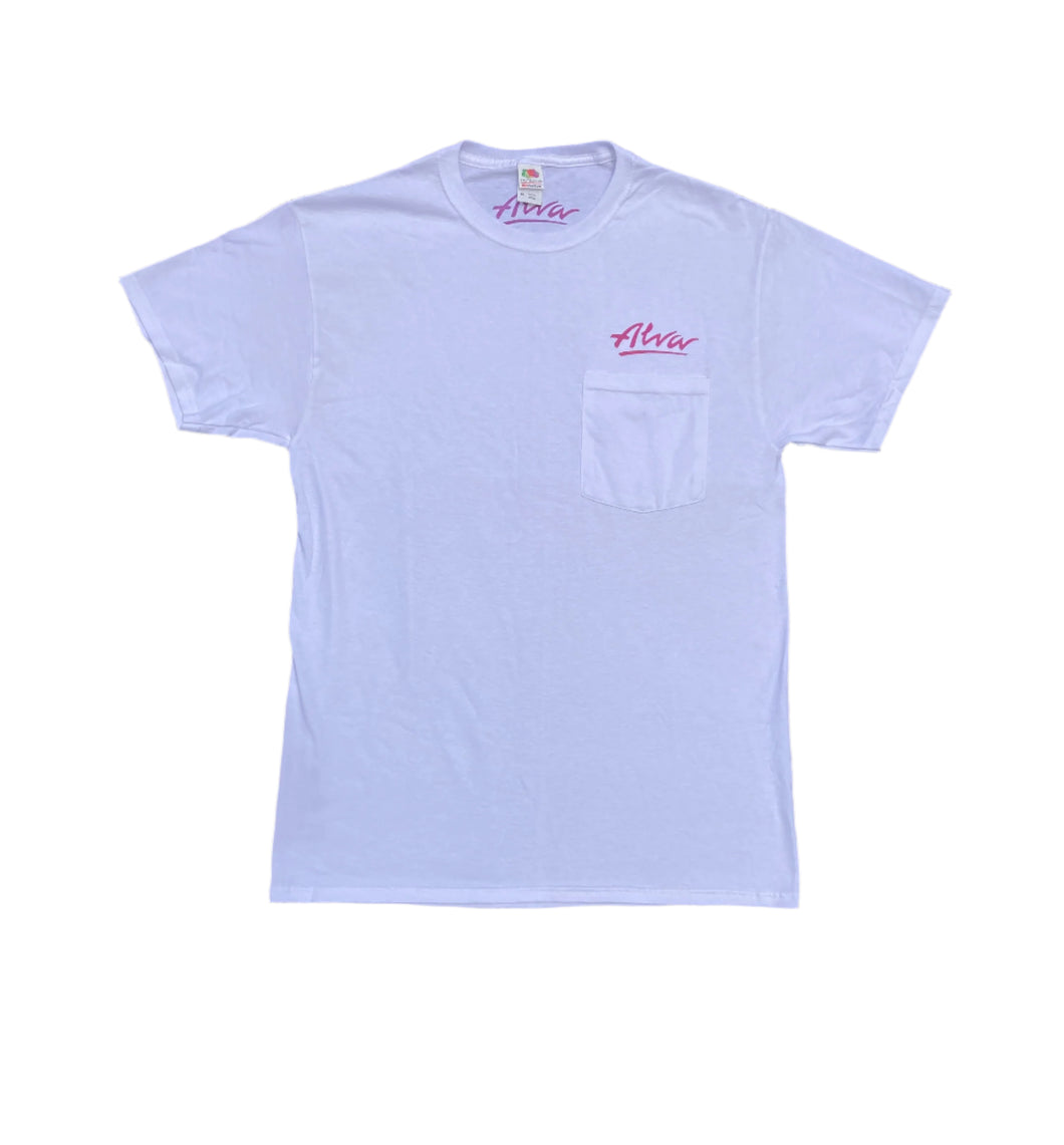 ALVA OG Logo Pocket T- White with Magenta OG Alva logo on pocket