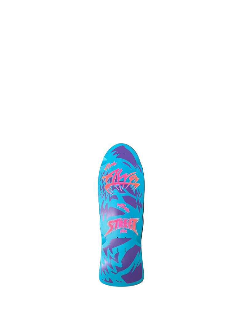 ALVA STREET FIRE -  Turquoise with orange and pink logo Deck