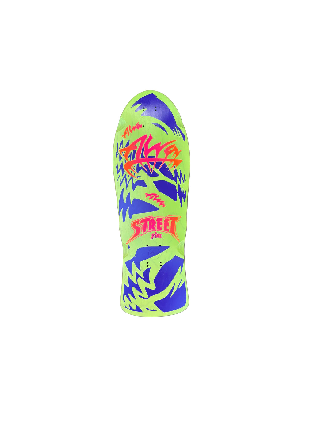ALVA STREET FIRE - Green w/ Blue. Red logo Deck