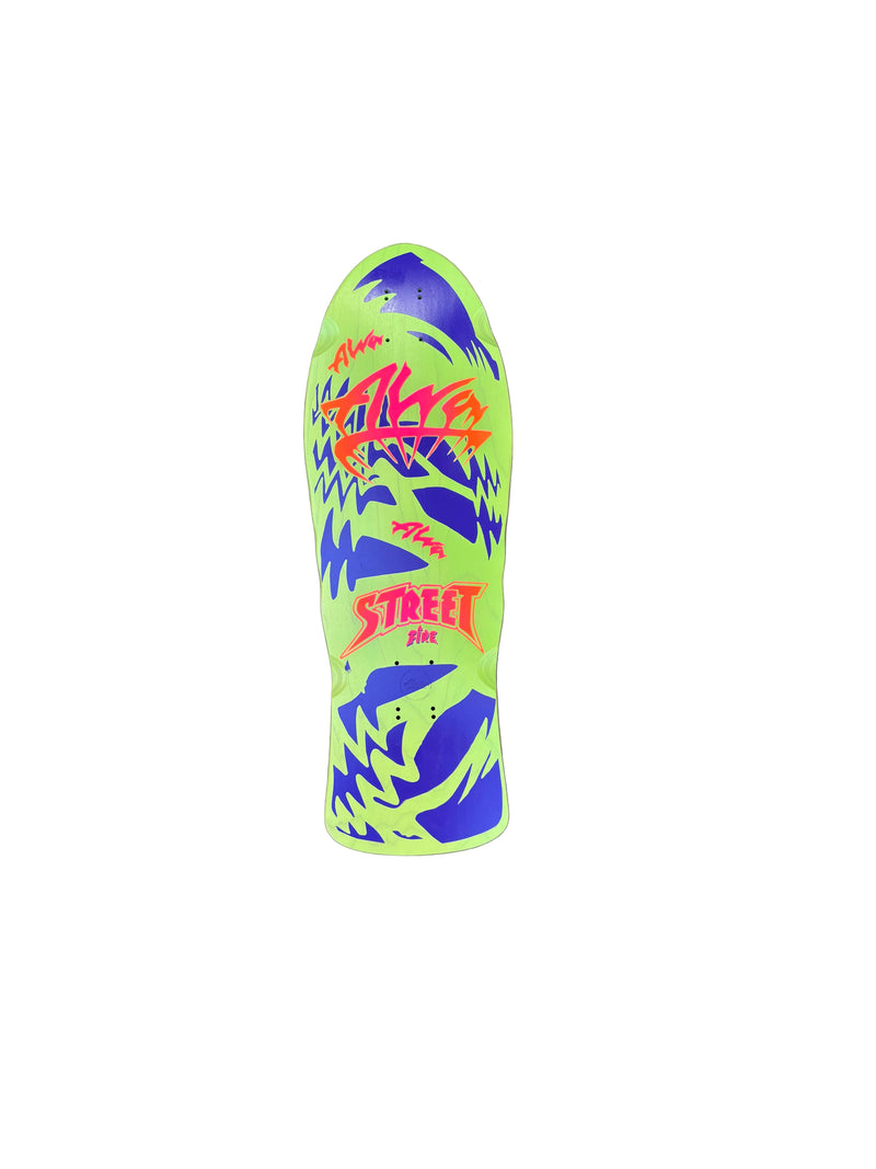 ALVA STREET FIRE - Green w/ Blue. Red logo Deck