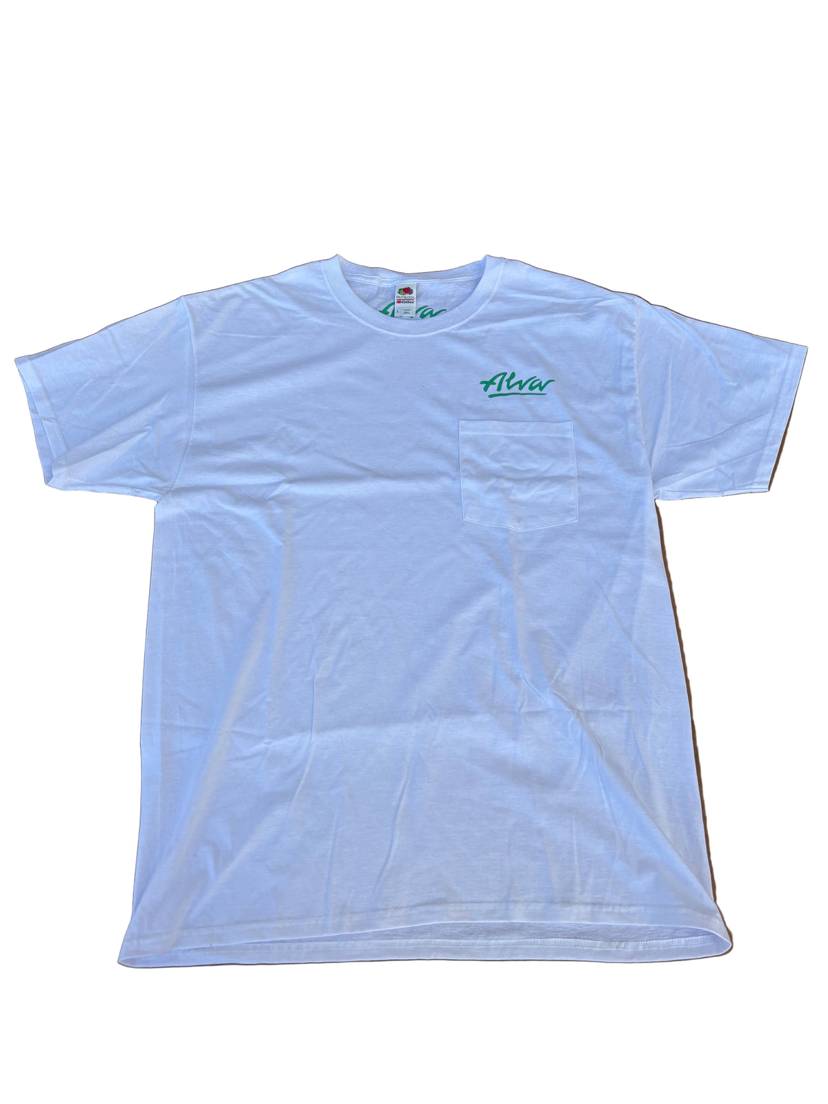 ALVA OG Logo Pocket T- White with Lizard OG Alva logo on pocket