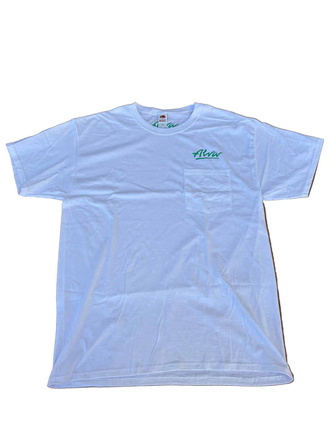 ALVA OG Logo Pocket T- White with Lizard OG Alva logo on pocket