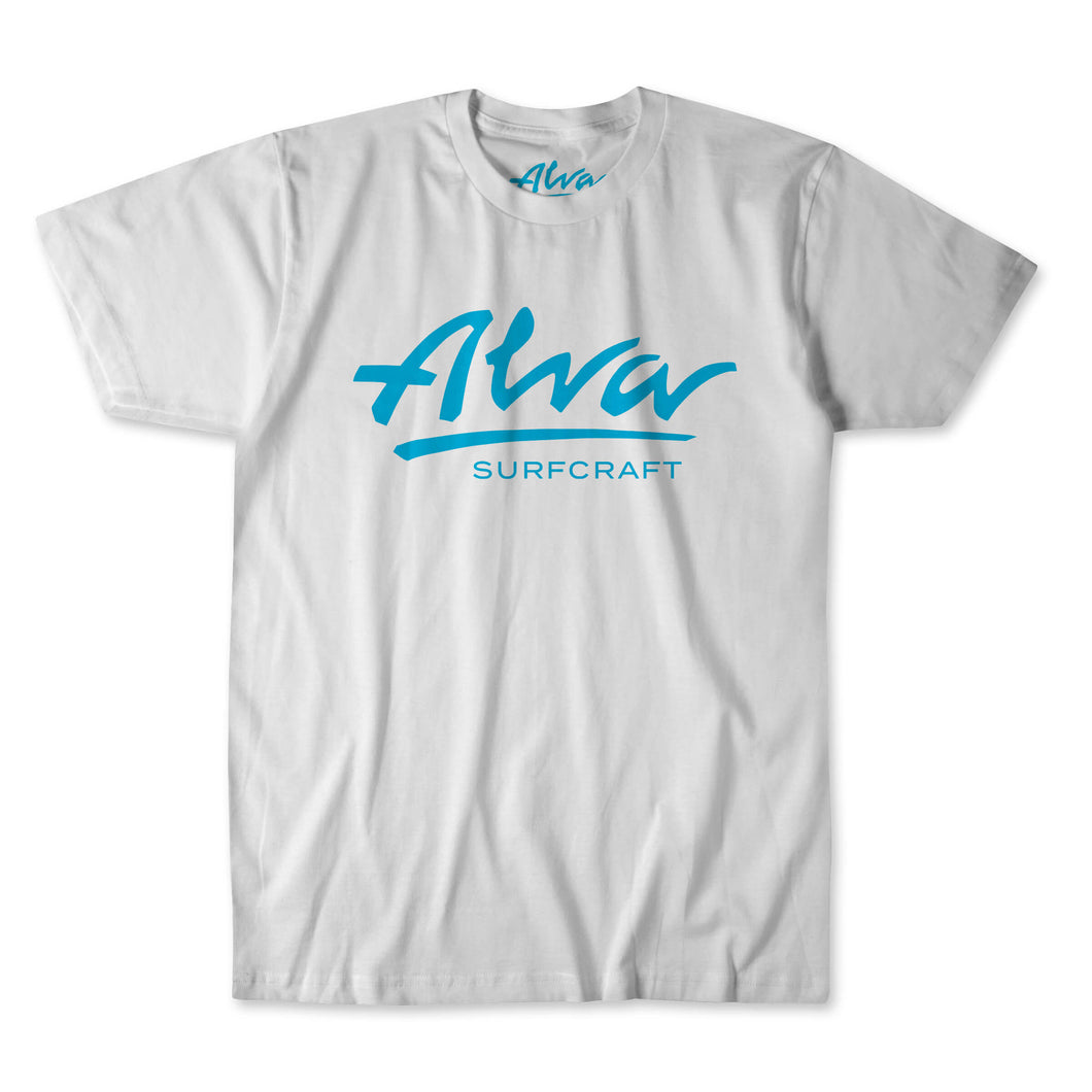ALVA Surfcraft T Shirt White with Aqua
