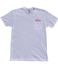 Load image into Gallery viewer, ALVA OG Logo Pocket T- White with Magenta OG Alva logo on pocket
