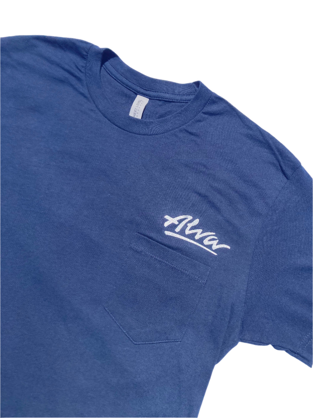 ALVA OG Logo Pocket T- Dark Blue with Silver Alva OG Logo on pocket