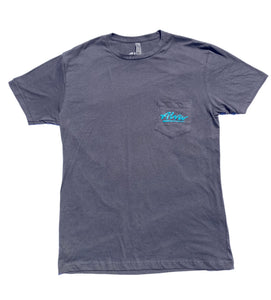 ALVA OG Logo Pocket T- Gunmetal with Teal OG Alva logo on pocket