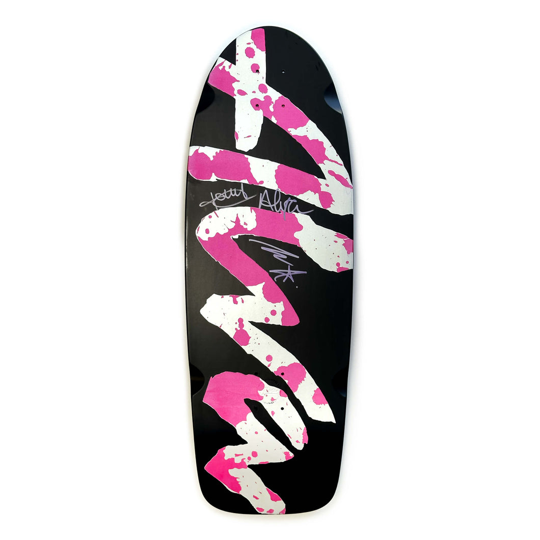 Alva Pig Black/Pink Signed Skateboard Deck - Splatter deck