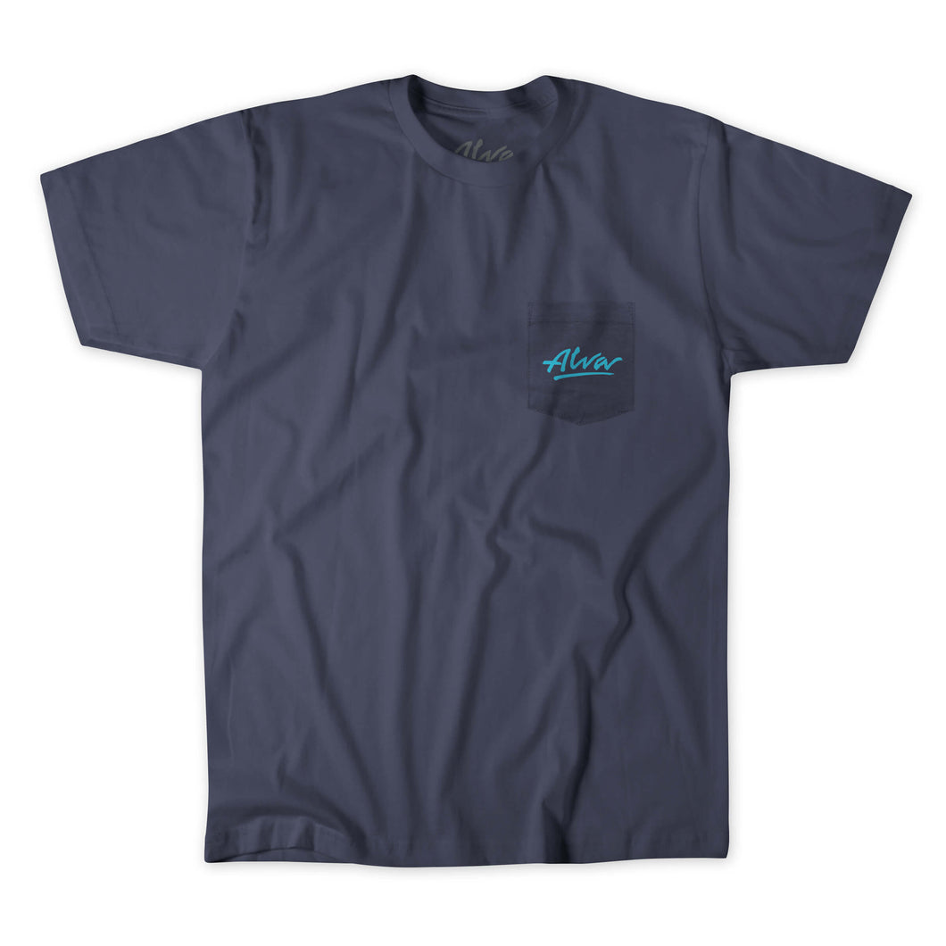ALVA OG Logo Pocket T- Gunmetal with Teal OG Alva logo