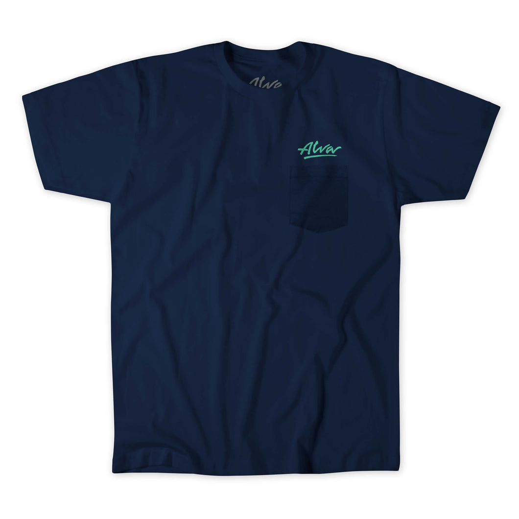 ALVA OG Logo Pocket T- Navy with Lizard OG Alva logo