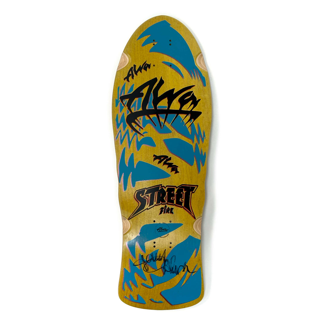 Alva Street Fire Yellow Signed Skateboard Deck