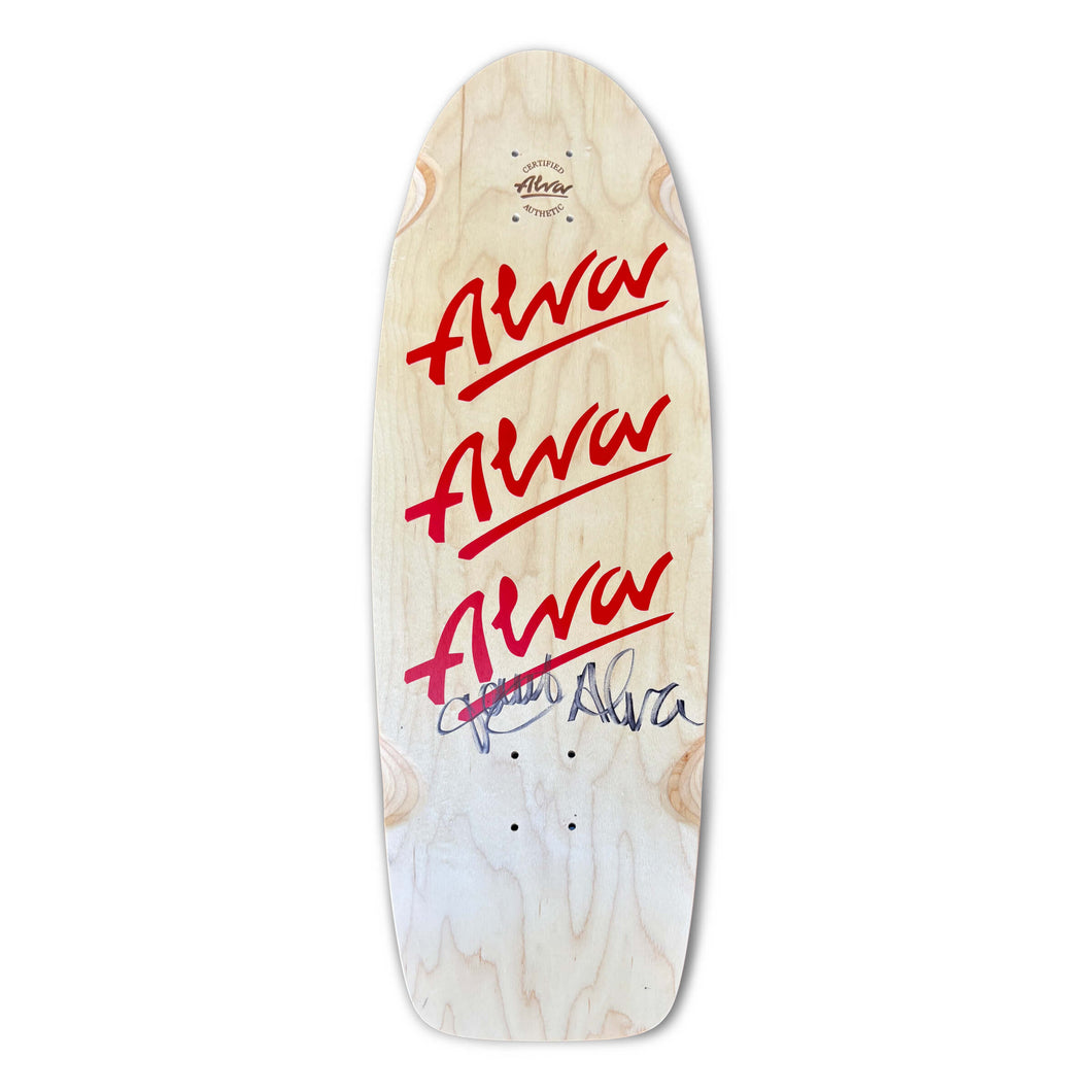 Alva Tri-Logo Pig Natural/Red Signed Skateboard Deck