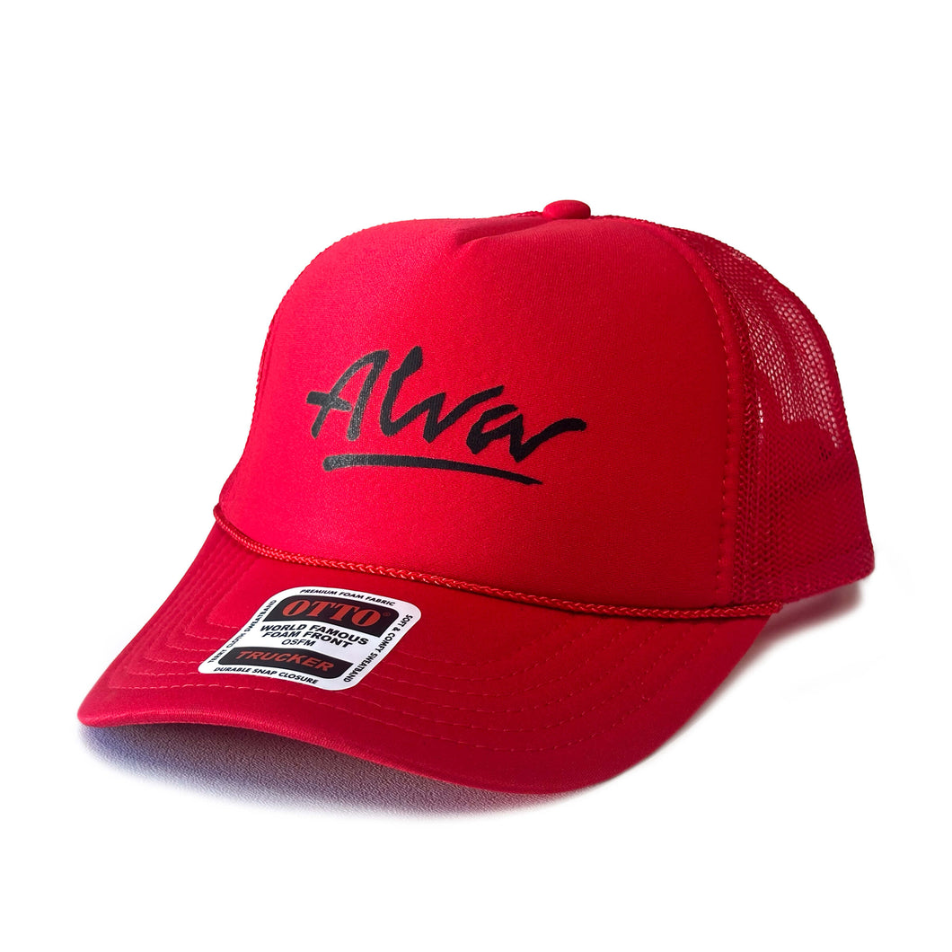 ALVA RED OG LOGO TRUCKER HAT