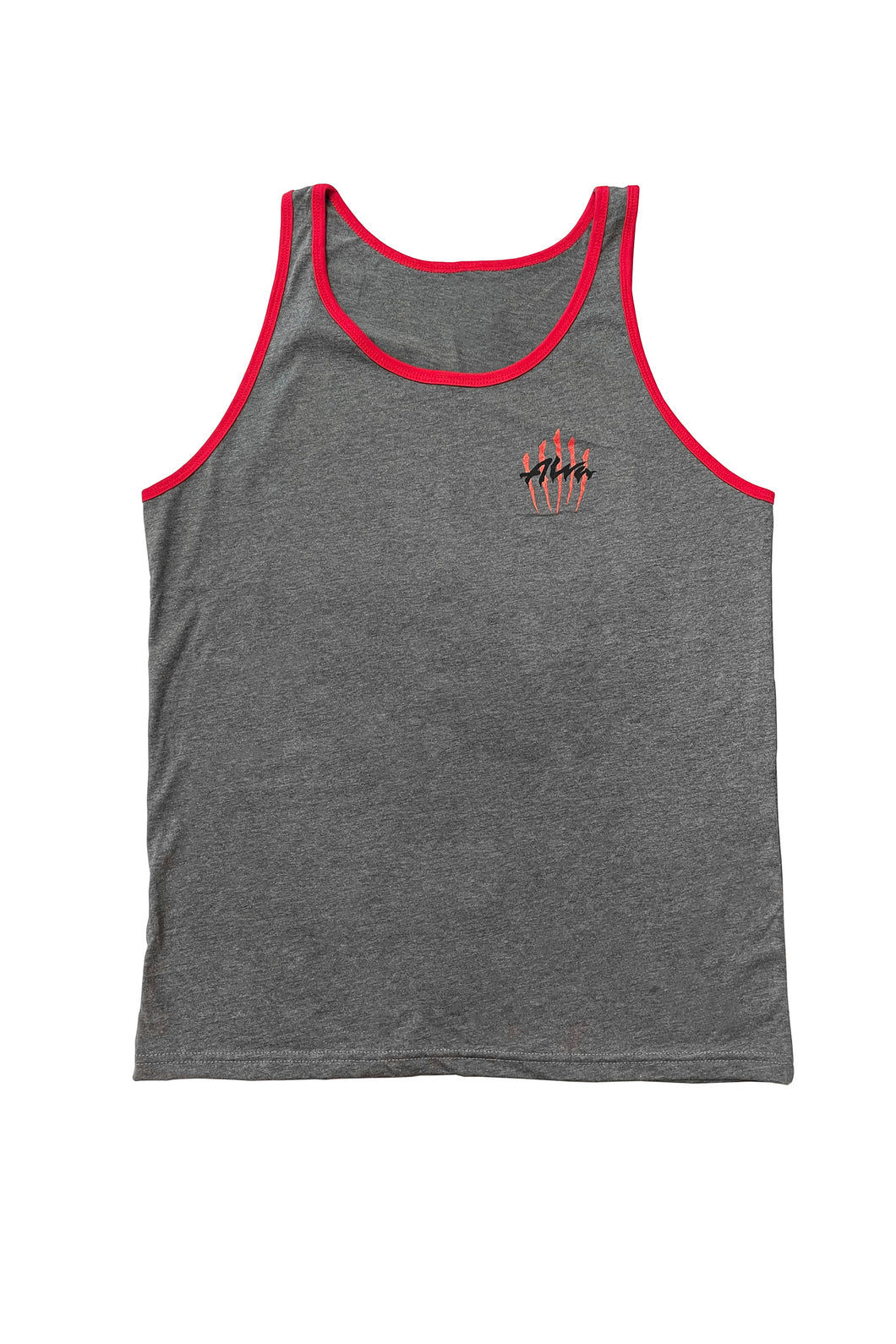 ALVA HEATHER GREY & RED SCRATCH LOGO TANK